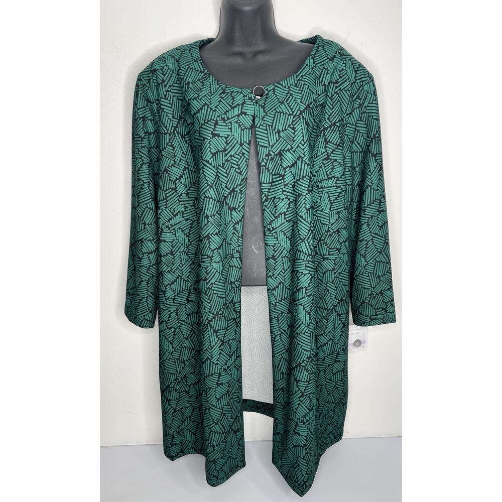 Danny & Nicole Green Geometric Jacket Duster Plus Size Office Wear Size 22W